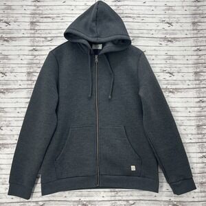 Marine Layer Hoodie Men's Medium Gray Ribbed Full Zip Jacket Hooded Textured